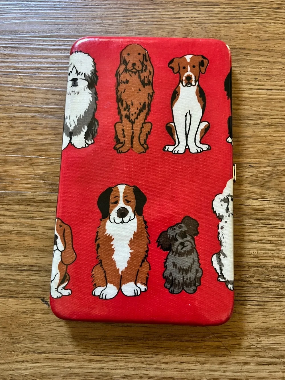 Vintage Y2K Statement Dog Printed Bi-fold Wallet Clutch Red Animal Print Retro